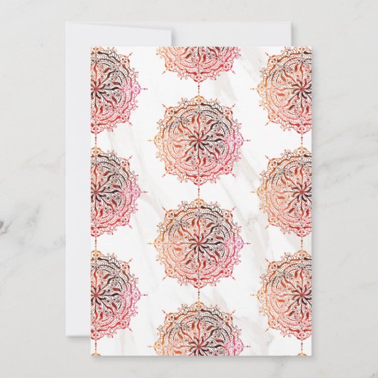 Marble Rode Mandala Mehndi Henna Feest Kaart (Achterkant)