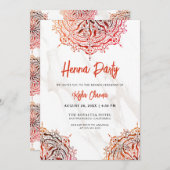 Marble Rode Mandala Mehndi Henna Feest Kaart (Voorkant / Achterkant)