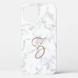 Marble Roos Gold Monogram Modern Elegant iPhone 12 Hoesje