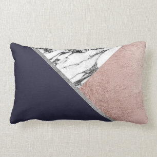 Marble Roos Gold Navy Blue driehoek Geometric Kussen