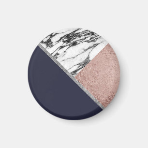 Marble Roos Gold Navy Blue driehoek Geometric Magneet