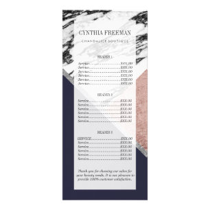 Marble Roos Gold Navy Blue driehoek Geometric Reclamekaart