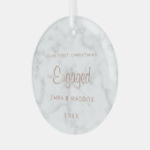 Marble Roos Gold Ons eerste kerstfeest Glas Ornament (Voorkant links)