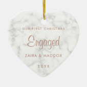 Marble Roos Gold Ons eerste kerstfeest Keramisch Ornament (Voorkant)