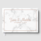 Marble Roos Gold Script Modern Weddenschap Gastenboek (Voorkant)