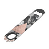 Marble Roos Gold Silver en Floral Geo Triangles Speed Flessenopener (Voorkant Gekanteld)