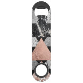 Marble Roos Gold Silver en Floral Geo Triangles Speed Flessenopener (Achterkant)