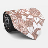 Marble Roos Gold Silver en Floral Geo Triangles Stropdas (Opgerold)