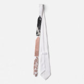 Marble Roos Gold Silver en Floral Geo Triangles Stropdas (Achterkant)