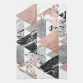 Marble Roos Gold Silver en Floral Geo Triangles Theedoek (Verticaal)