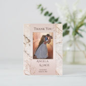 Marble Roos Gold Wedding Foto Hartelijk dank Brief Briefkaart (Staand voorkant)