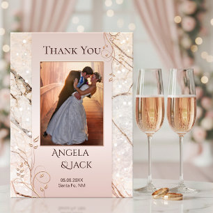 Marble Roos Gold Wedding Foto Hartelijk dank Brief Briefkaart