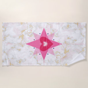 Marble rose Gold Star Heart art serviette de plage