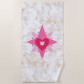 Marble rose Gold Star Heart art serviette de plage (Devant)