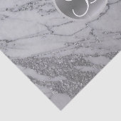 Marble Silver Glitter Glam Monogram Letter Initiaa Tissuepapier (Detail)