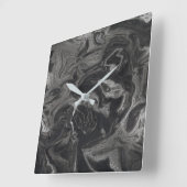 Marble Silver Grey Abstract Graphite VIP Vierkante Klok (Hoek)