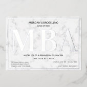 Marble Silver Photo MBA Afstuderen Folie Uitnodiging (Voorkant)