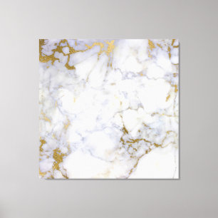 Marble Stone Abstract Gold Silver White Carrara Canvas Afdruk