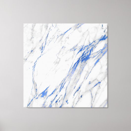Marble Stone Abstract White Grey Carrara Blue Navy Canvas Afdruk (Voorkant)