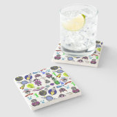 Marble Stone Onderzetter Astronaut Aliens Spaceshi (Zijkant)