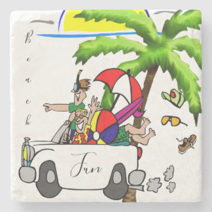 Marble Stone Onderzetter Beach Fun