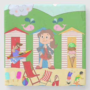 Marble Stone Onderzetter Beach Fun Ice Cream