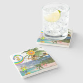 Marble Stone Onderzetter Summer Fun (Zijkant)