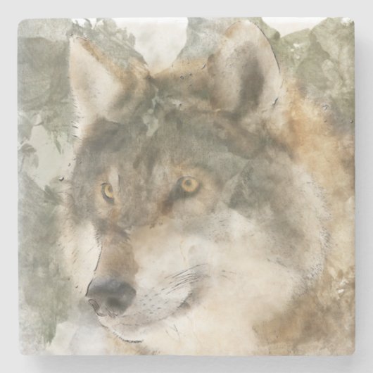 Marble Stone Onderzetter - Wolf (Voorkant)