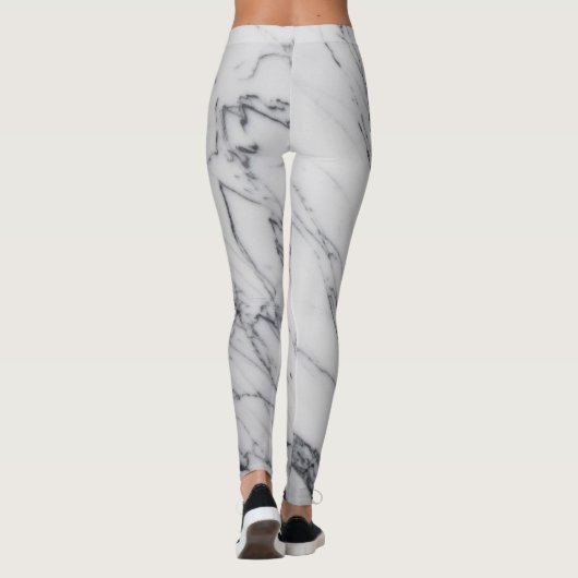 Marble Stone Pattern White Black Abstract actief Leggings (Achterkant)