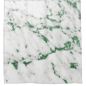 Marble Stone White Carrara Tropical Green Grey Douchegordijn (Voorkant)