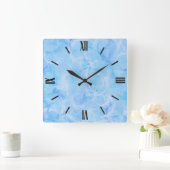 Marble swirl print - sky blue vierkante klok (Huis)