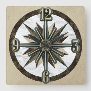 Marble Tegel Sunburst Dial Wall Clock Vierkante Klok