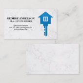 Marble Texture Background | Blue Key Home Logo Visitekaartje (Voorkant / Achterkant)