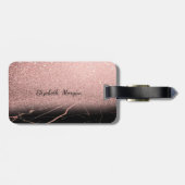 Marble Texture, Glitter Monogram-Gepersonaliseerd Bagagelabel (Achterkant horizontaal)