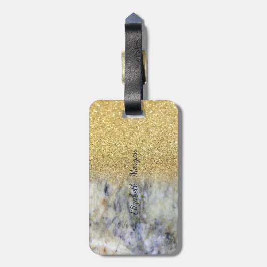 Marble Texture, Glitter Ombre - Personalized Bagagelabel (Achterkant verticaal)