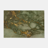 Marble Texture Olive Green Faux Gold Foil Deurmat (Voorkant)