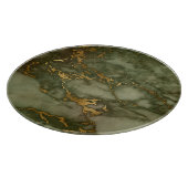 Marble Texture Olive Green Faux Gold Foil Snijplank (Hoek)