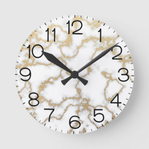 Marble Texture White Gold Modern Luxury Minimum Ronde Klok
