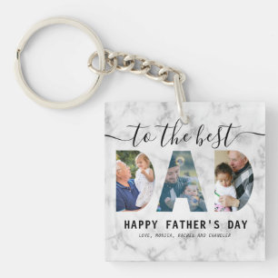 Marble Toned Script Calligraphy Photo Father's Day Sleutelhanger