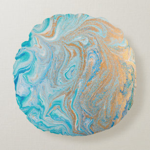 Marble turquoise Gold Silver, mooi, elegant, Ma Rond Kussen