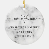 Marble white de heer mrs elegant new weds kerst keramisch ornament (Achterkant)