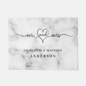 Marble white de heer mrs hart elegant new weds deurmat (Voorkant)