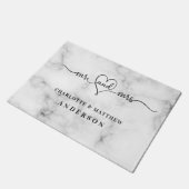 Marble white de heer mrs hart elegant new weds deurmat (Schuin)