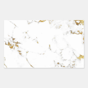 Marble White Gold Abstract Stone Wedding Favor Rechthoekige Sticker