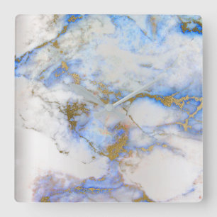 Marble White Gray Saphire Blue Graphite Carrara Vierkante Klok
