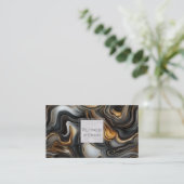 Marbled Black Agate Business Card Visitekaartje (Staand voorkant)