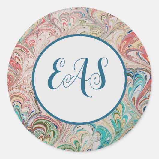 Marbled Classic Stickers met Monogram (Voorkant)