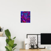 Marbled Magenta, Blue and Red Abstract Art Poster (Thuiskantoor)