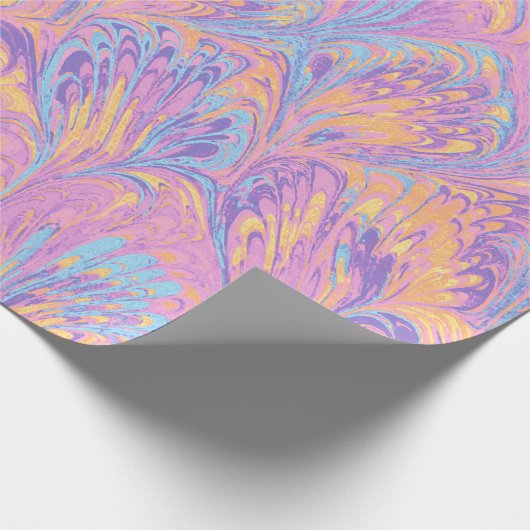 MARBLED PAPER,ABSTRACT PINK BLUE PEACOCK PATTERN CADEAUPAPIER (Hoek)