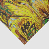 MARBLED PAPER,ABSTRACT YELLOW PEACOCK PATTERN TISSUEPAPIER (Detail)